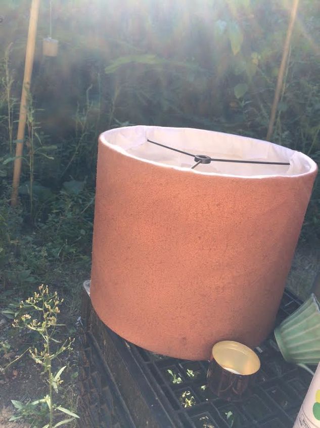 spray painting a faux suede lampshade