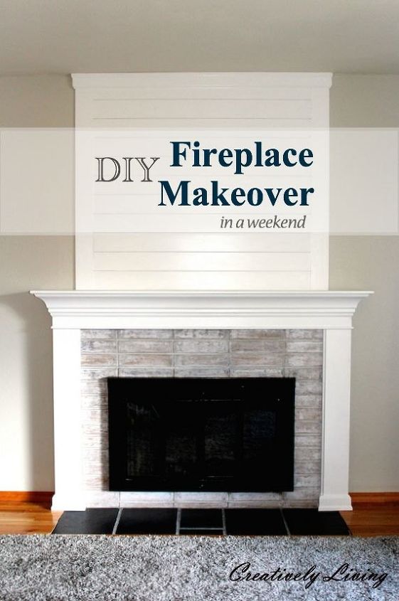 diy fireplace makeover in one weekend under 100, diy, fireplaces mantels, painting, wall decor