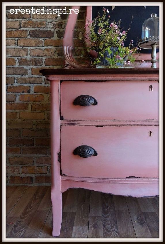 antique chest in scandinavian pink, painted furniture, repurposing upcycling