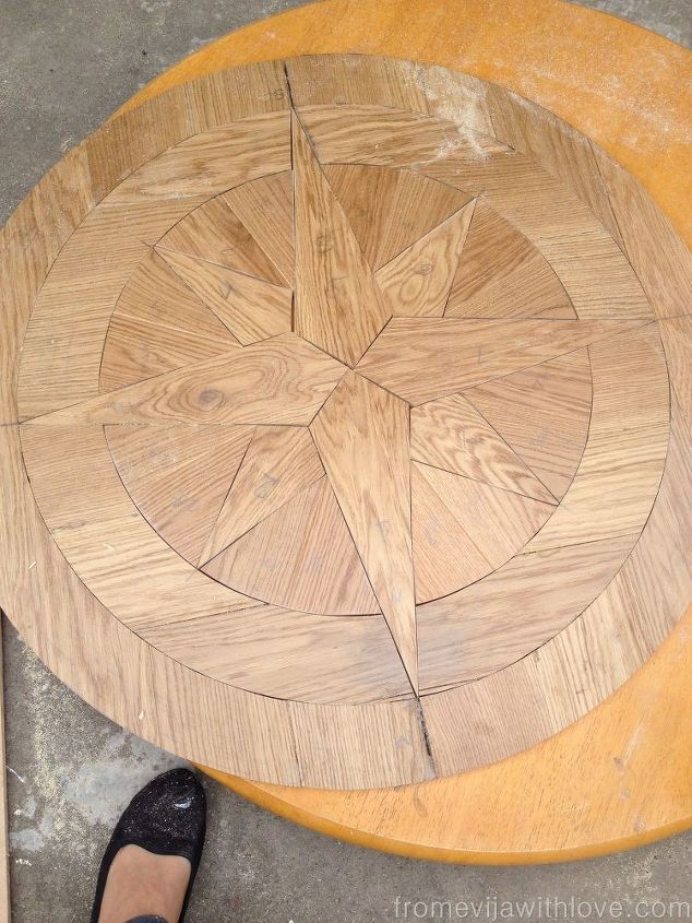 diy compass table made from wooden floor panels fabflippincontest, how to, painted furniture, repurposing upcycling, woodworking projects