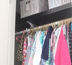 girls closet makeover with gold painted hangers, bedroom ideas, closet, organizing