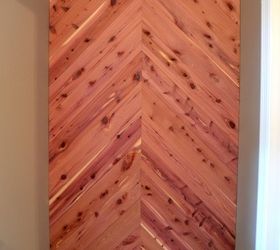 Cedar Planked Herrinbone Bathroom Wall