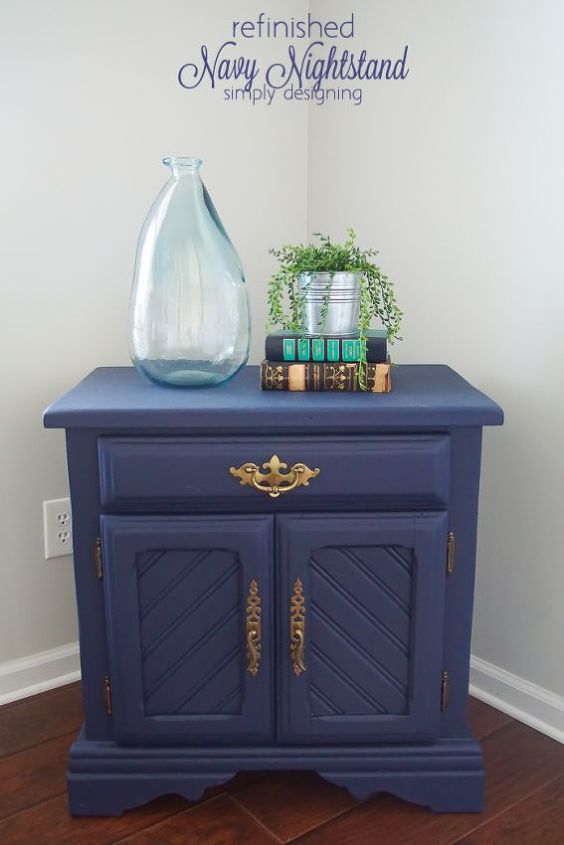 navy refinished night stand, painted furniture