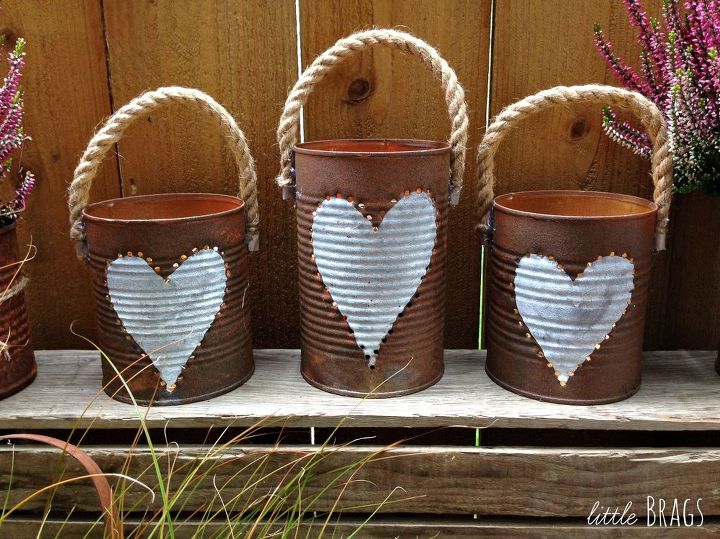 rusty tim can lanterns, container gardening, crafts, gardening