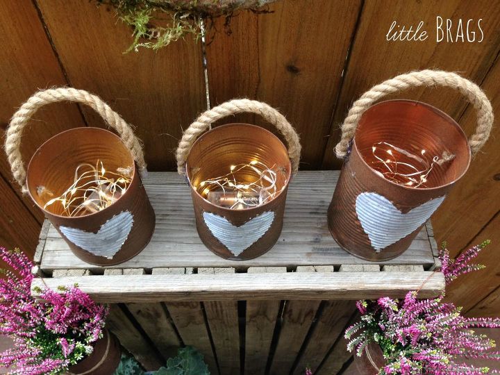 rusty tim can lanterns, container gardening, crafts, gardening