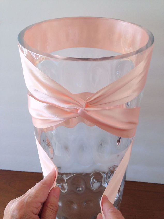 twisted ribbon and bow wrapped vase