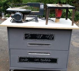 turn an old filing cabinet into a workbench, painted furniture, repurposing upcycling, tools