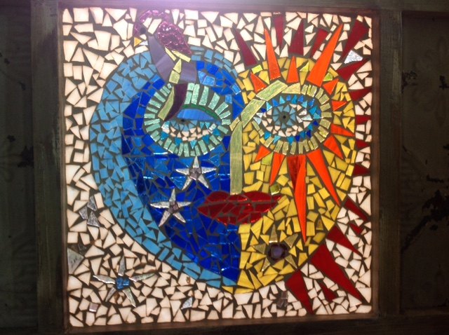 ventana de mosaico de vidrio fiercely fun, ANTES DE LA LECHADA