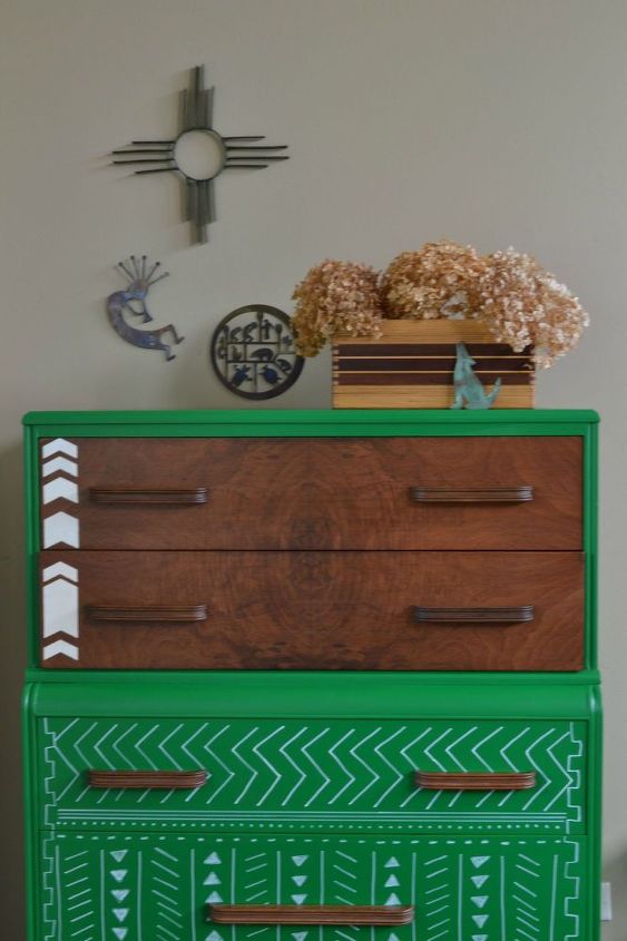 tribal pattern dresser, painted furniture