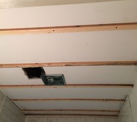 how to install beadboard or barn wood on the ceiling, diy, how to, small bathroom ideas, wall decor, woodworking projects
