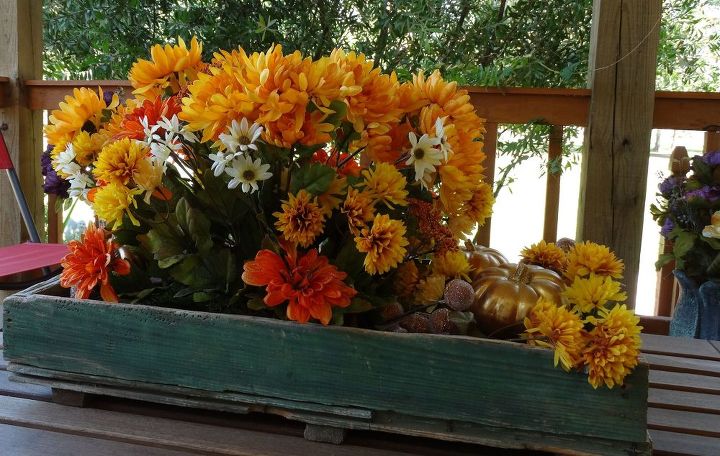 carruaje de calabazas estilo cenicienta, Flores en una caja