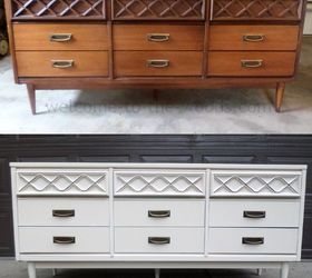mid century modern dresser redo, painted furniture