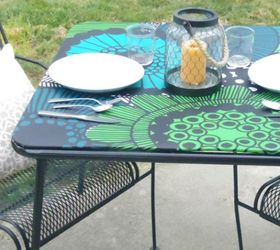 s 9 ways to make your home look amazing using fabric, home decor, reupholster, Recover a Trashed Table in Outdoor Fabric