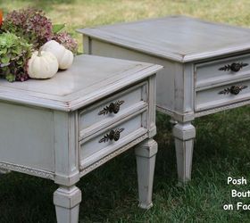 tag sale end tables refinished in gray milk paint 30dayflip, painted furniture