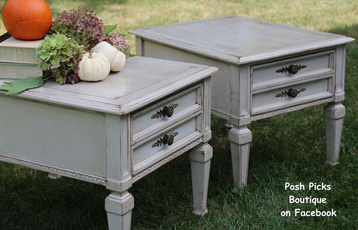tag sale end tables refinished in gray milk paint 30dayflip