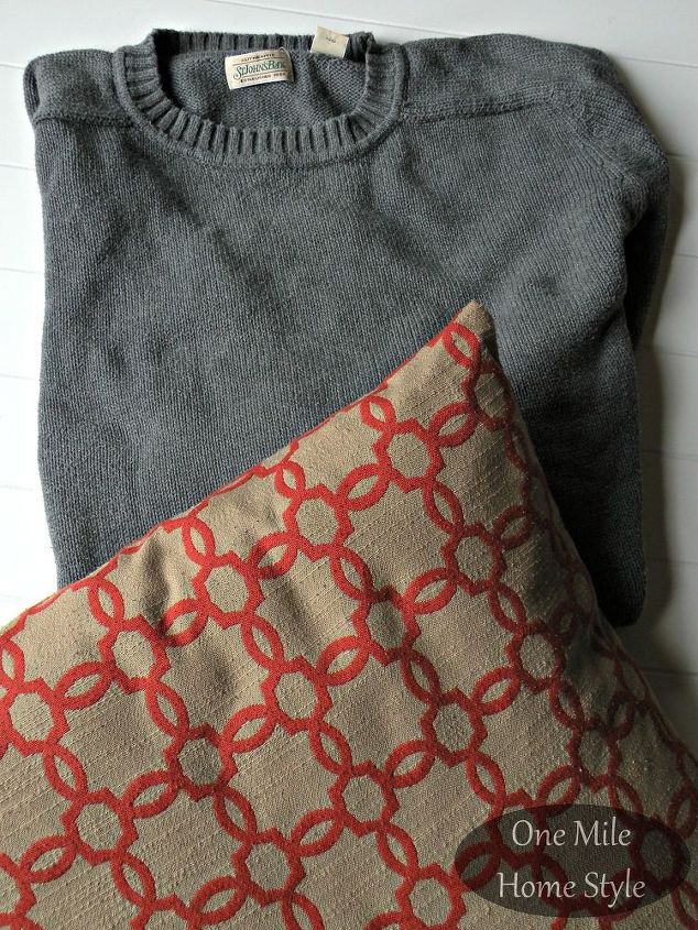 thrift store sweater turned cozy pillow, crafts