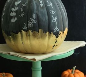 gilded chalkboard pumpkin, chalkboard paint, crafts, seasonal holiday decor