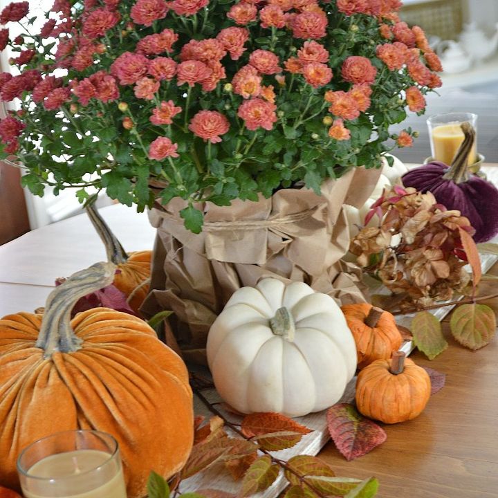 decorao de mesa de outono em tons de outono