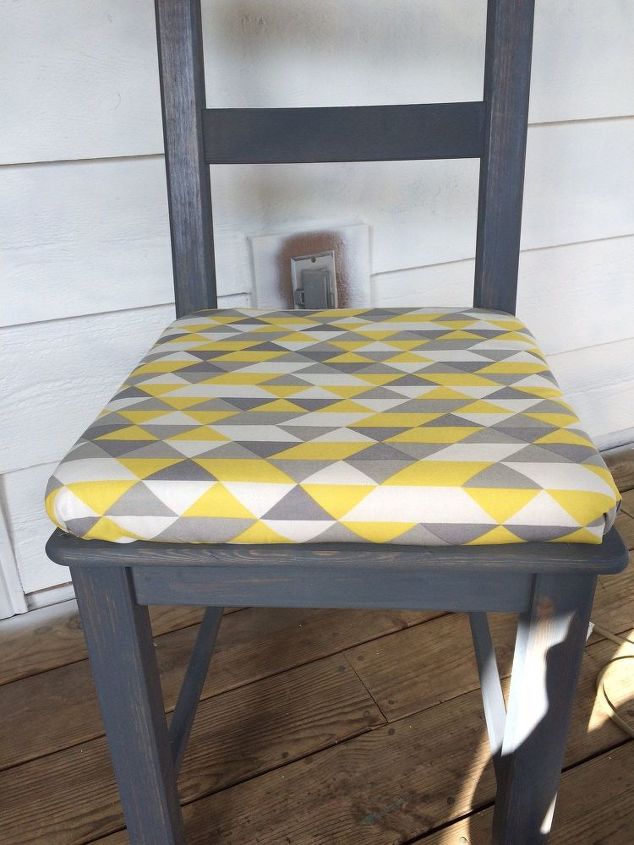 easy geometric chair update, painted furniture, reupholster
