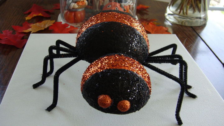 styrofoam halloween spider, crafts, halloween decorations, seasonal holiday decor