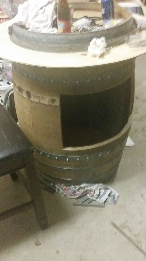 from 2 wine barrels to unique patio set, outdoor furniture, painted furniture, repurposing upcycling