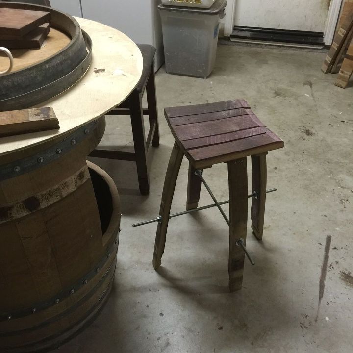 from 2 wine barrels to unique patio set, outdoor furniture, painted furniture, repurposing upcycling