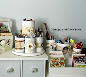 s 11 upcycles so simple you ll wonder why you ve never thought of them, crafts, repurposing upcycling, Decorate Tins Cans for Stylish Desk Storage