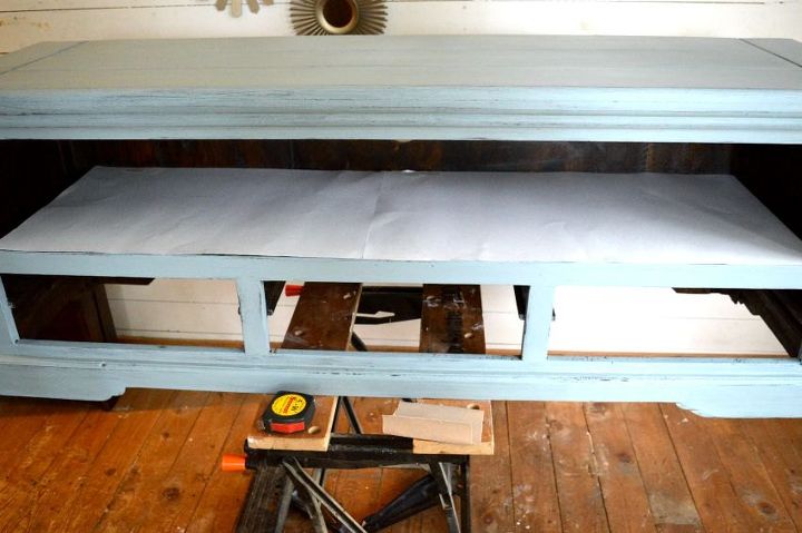 beach inspired media console, painted furniture, repurposing upcycling