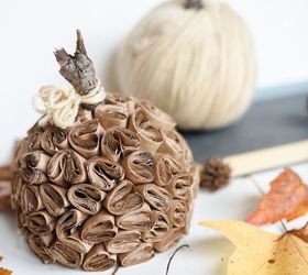 diy brown paper pumpkin, crafts, seasonal holiday decor
