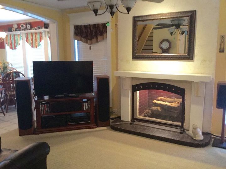 q moving entertainment center repainting decor changes, home decor, living room ideas