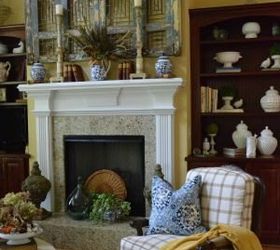 vintage fall mantel, fireplaces mantels, seasonal holiday decor