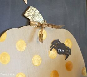one wooden pumpkin crafted 8 ways glittery polka dot pumpkin, chalkboard paint, crafts, halloween decorations, how to