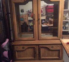 updated diy dining room hutch china cabinet reveal, painted furniture, Before I refinished the hutch