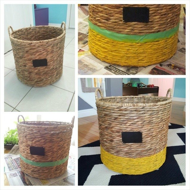 jazz up that wicker basket colour block style, crafts