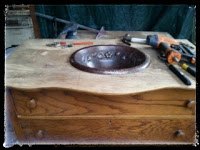 sk s copper patina and oak bath vanity, bathroom ideas, chalk paint, painted furniture, painting, repurposing upcycling, woodworking projects