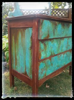 sk s copper patina and oak bath vanity, bathroom ideas, chalk paint, painted furniture, painting, repurposing upcycling, woodworking projects