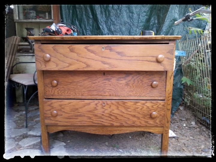 sk s copper patina and oak bath vanity, bathroom ideas, chalk paint, painted furniture, painting, repurposing upcycling, woodworking projects