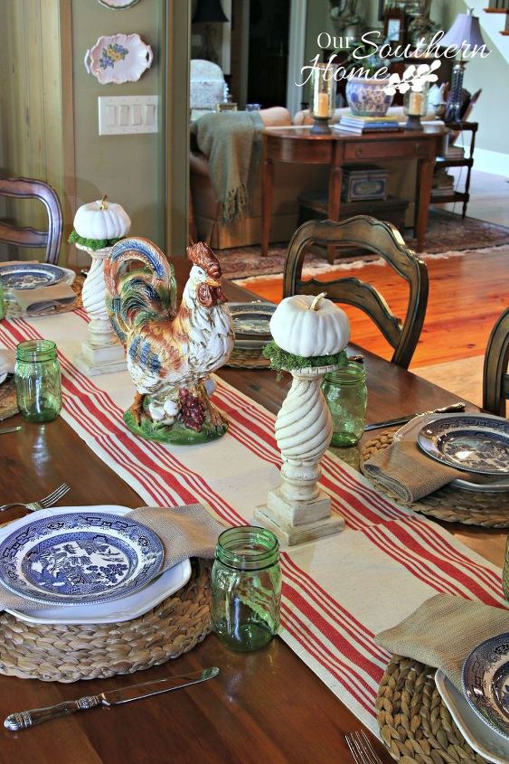 s 10 easy breezy ways to bring fall into every room, home decor, seasonal holiday decor, Mix Tableware Colors in the Dining Room