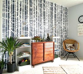 a birch forest stenciled boys bedroom makeover, bedroom ideas, painting, wall decor