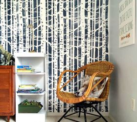a birch forest stenciled boys bedroom makeover, bedroom ideas, painting, wall decor