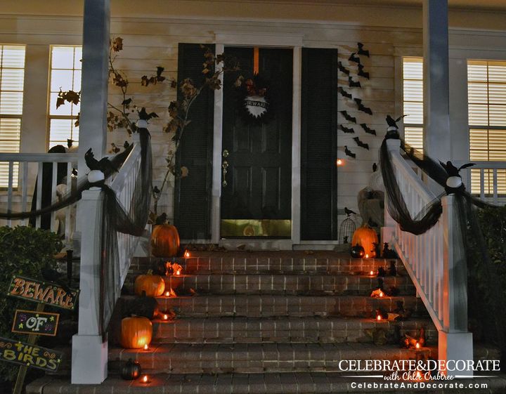 birds have invaded for halloween, halloween decorations, seasonal holiday decor