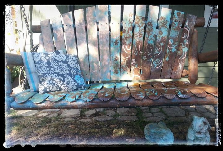 sk s old wood swing, outdoor furniture, painted furniture