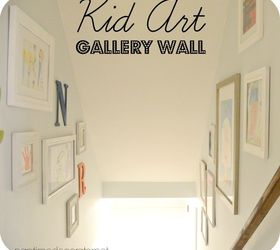 kid art gallery wall, home decor, stairs, wall decor