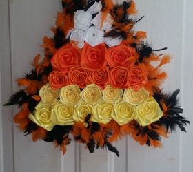 diy candy corn halloween door decor, crafts, halloween decorations, seasonal holiday decor