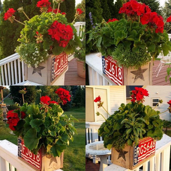 updated re purposed vintage license plate boxes, container gardening, repurposing upcycling