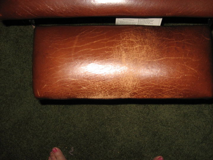 two chairs failing is there a paint on fix for leather or faux, Lazyboy footrest wear