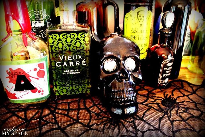 diy bottle of blood for your halloween bar, halloween decorations, seasonal holiday decor