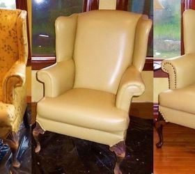 I painted worn faux leather chairs! Wiped down with acetone, the painted  with watered down acrylic paint mixed…