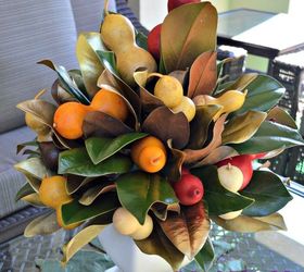 how to make a fall centerpiece with magnolia leaves, home decor, how to, seasonal holiday decor