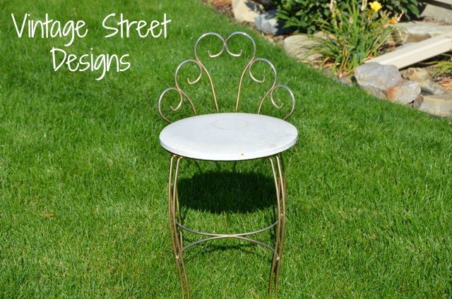 vintage vanity chair makeover, painted furniture, reupholster